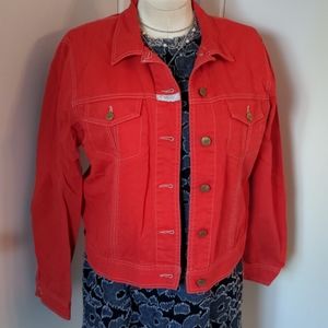 Red jean jacket women's L used
